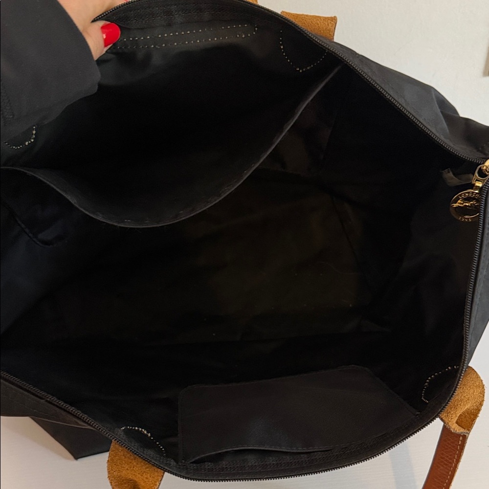 Longchamp Black Tote with Brown Leather Accents - Picture 5 of 5